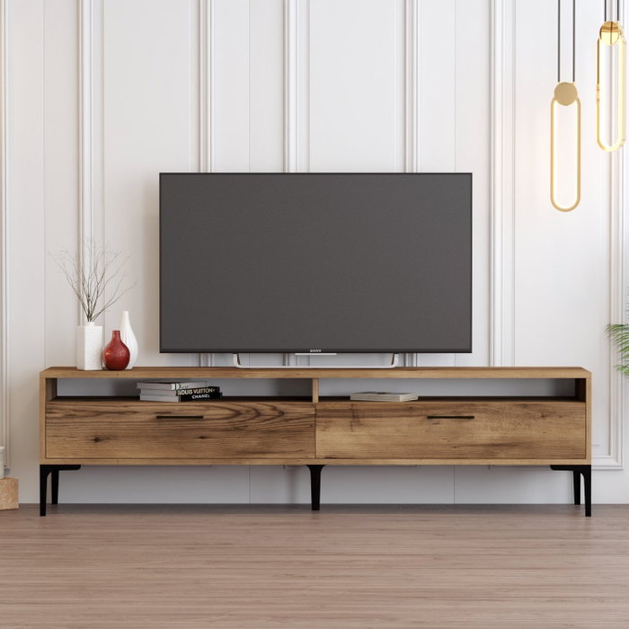 Hanah Home Istanbul 2 Mueble de TV, Nogal, 180cm Ancho x 35cm Alto x 47cm Profundo, 18mm Grosor